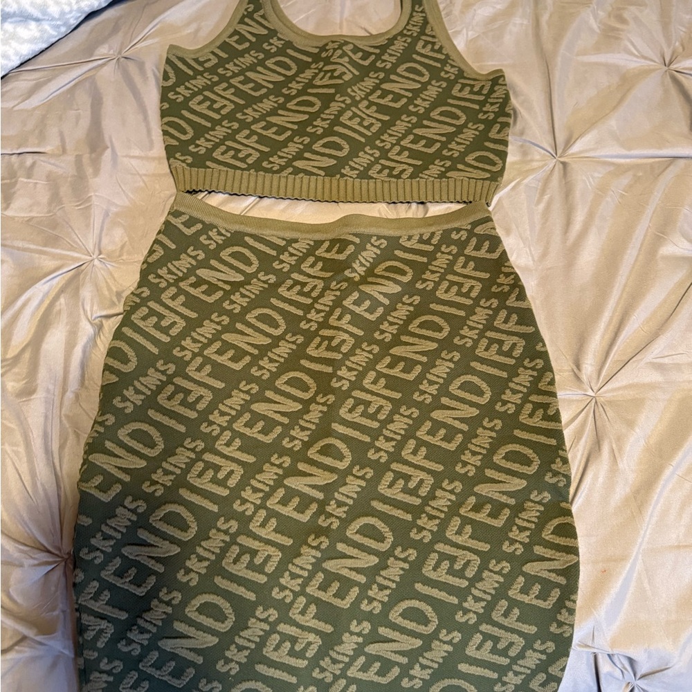 Fendi/Skims Olive Green collab Skirt Set